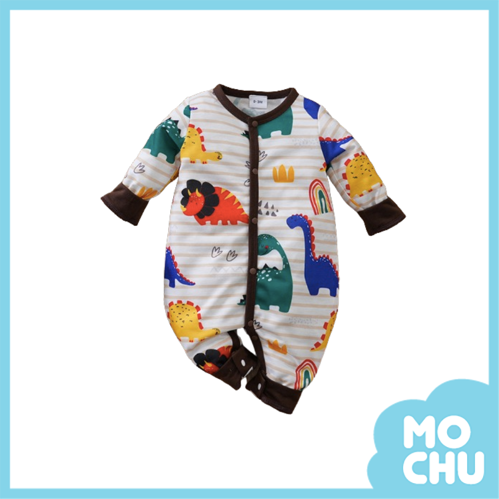 彩色恐龍群長袖連身衣(二色)