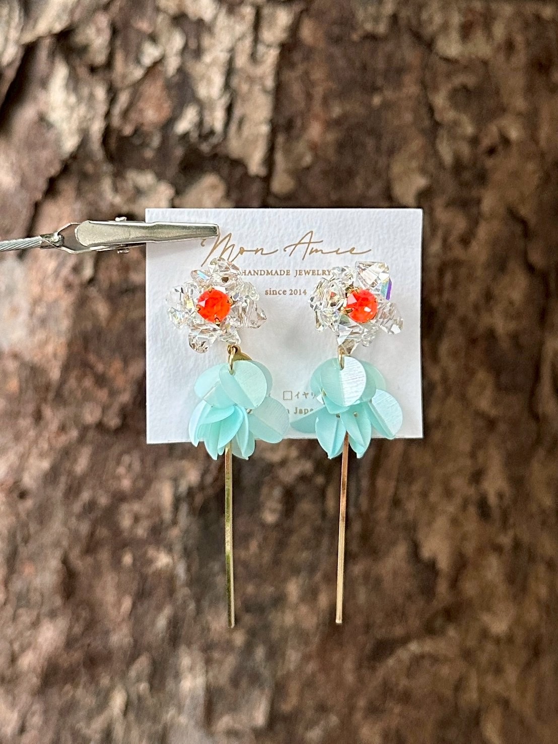 [Mon Amie] 2way 串珠花卉寶石吊棒耳環 | 繽紛款 | NO.39 | 耳針