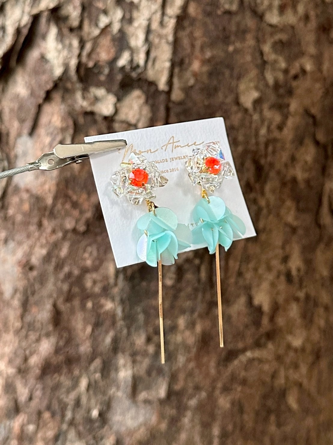 [Mon Amie] 2way 串珠花卉寶石吊棒耳環 | 繽紛款 | NO.39 | 耳針