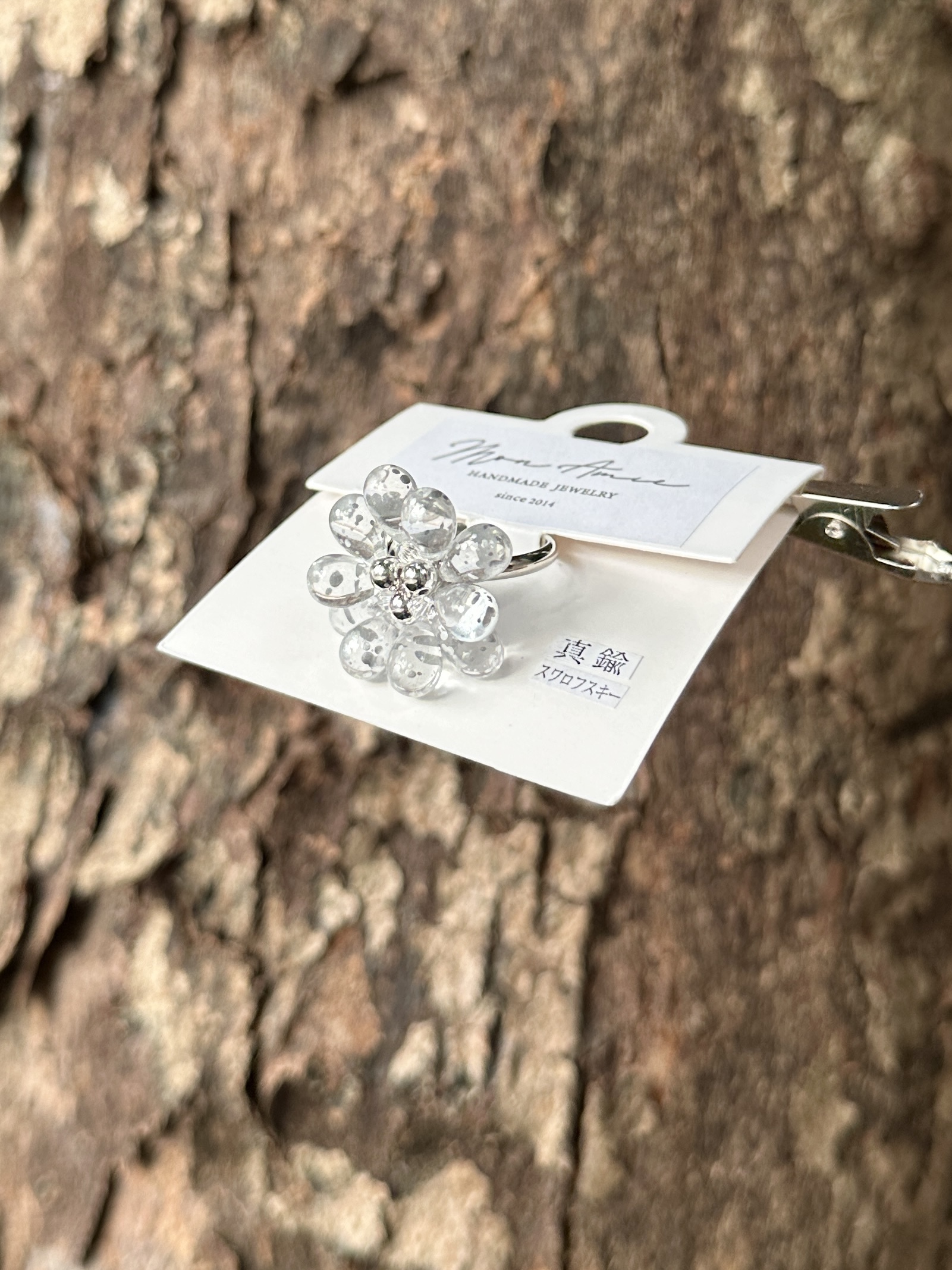 [Mon Amie] 串珠花卉寶石戒指 | 銀色 | NO.40