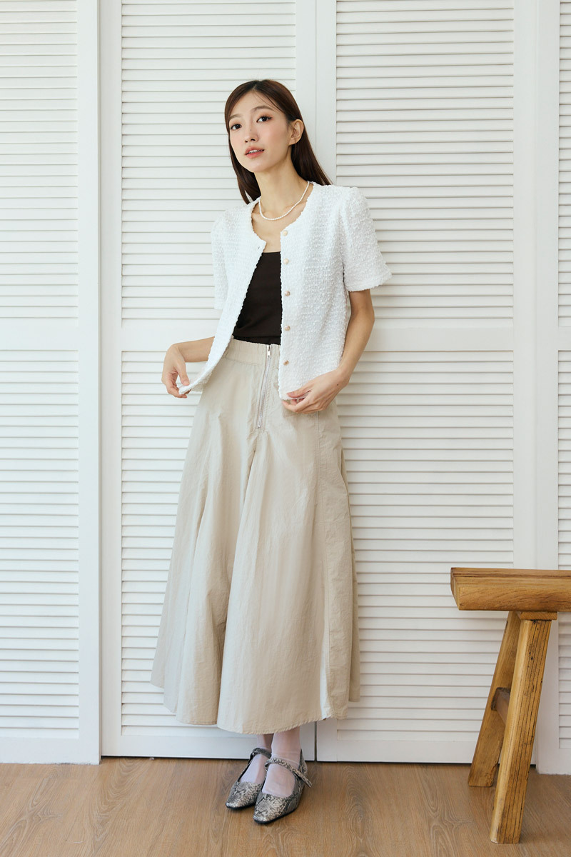 拉鍊傘襬尼龍裙