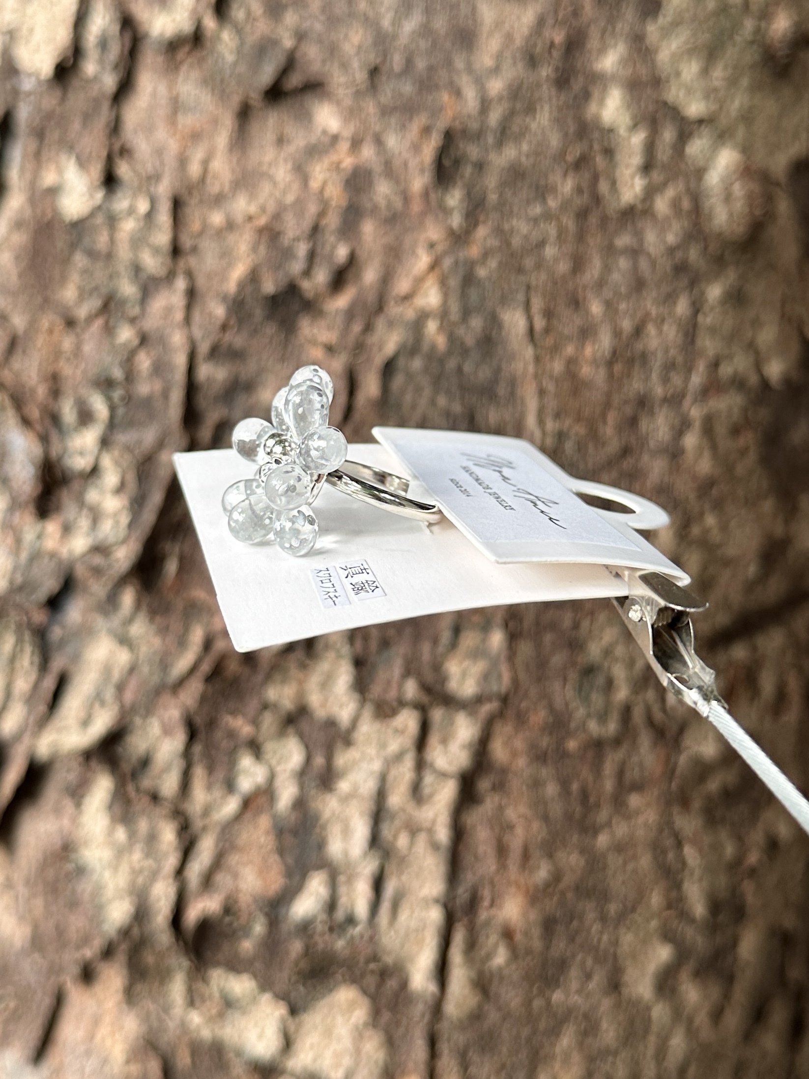 [Mon Amie] 串珠花卉寶石戒指 | 銀色 | NO.40