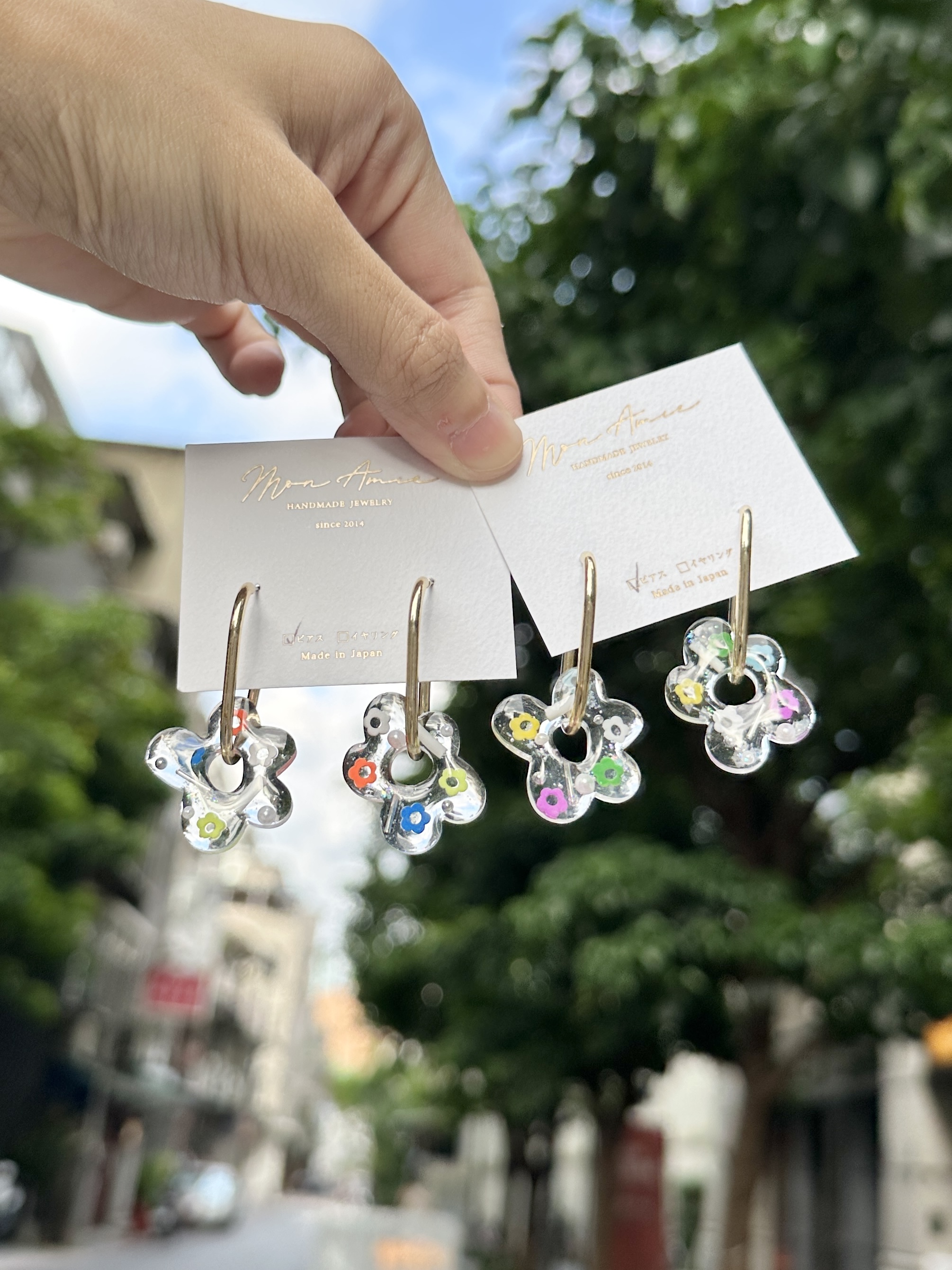 [Mon Amie] 2way 花卉圈環寶石耳環 | NO.42 | 耳針