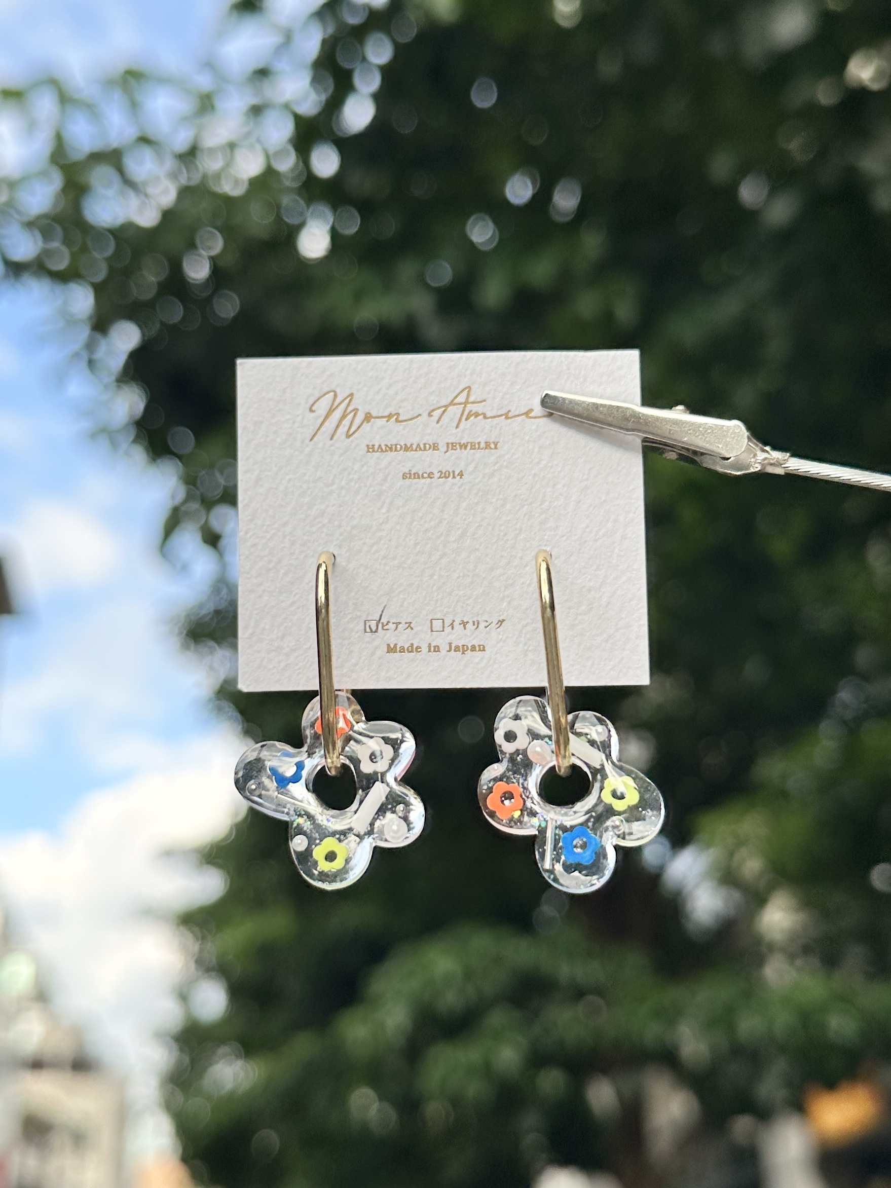 [Mon Amie] 2way 花卉圈環寶石耳環 | NO.42 | 耳針
