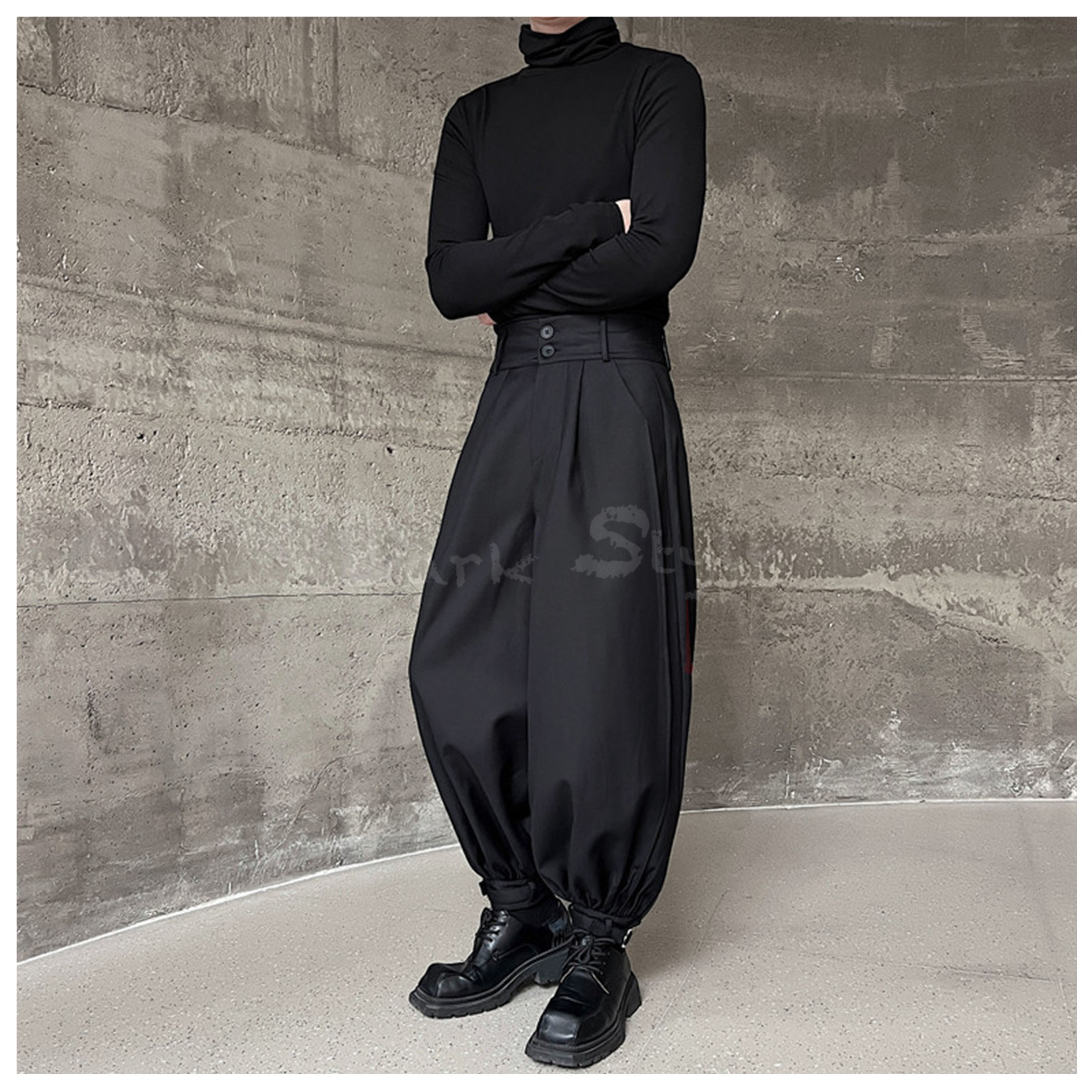 中世紀-復古束腳寬版燈籠褲