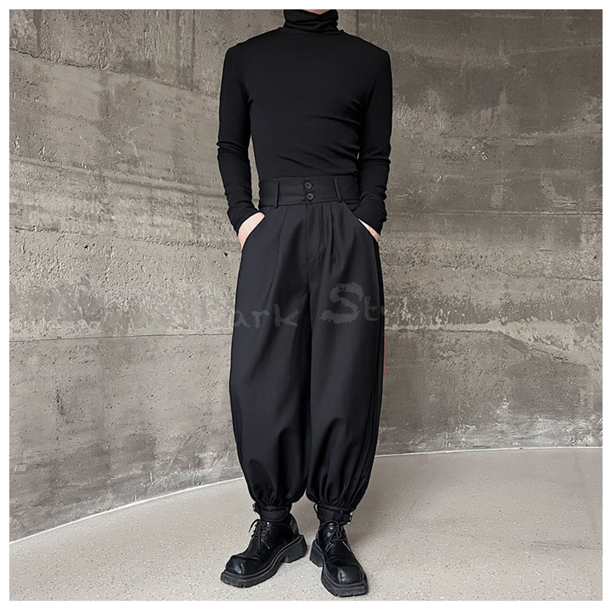 中世紀-復古束腳寬版燈籠褲