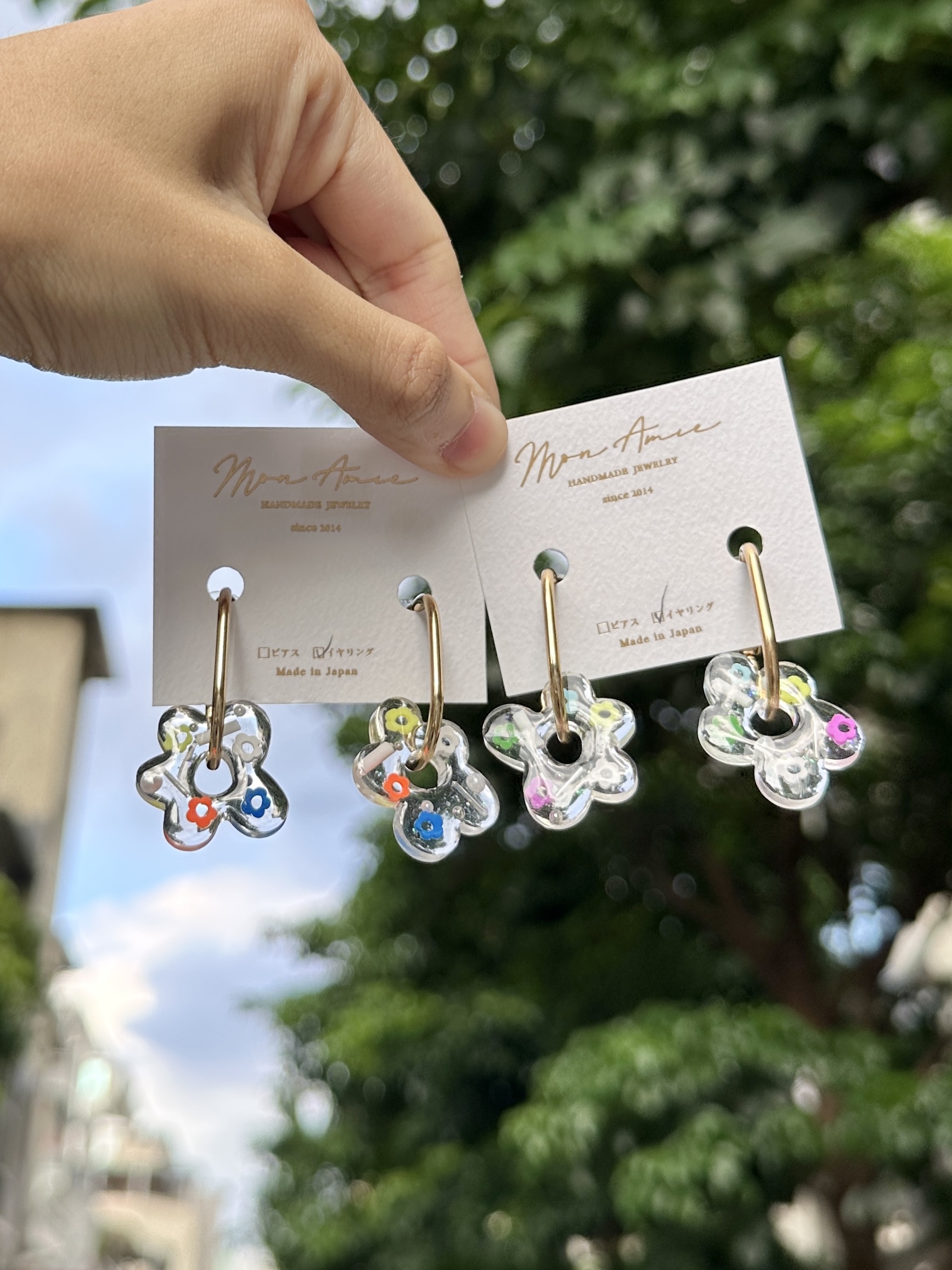 [Mon Amie] 2way 花卉圈環寶石耳環 | NO.42 | 耳夾