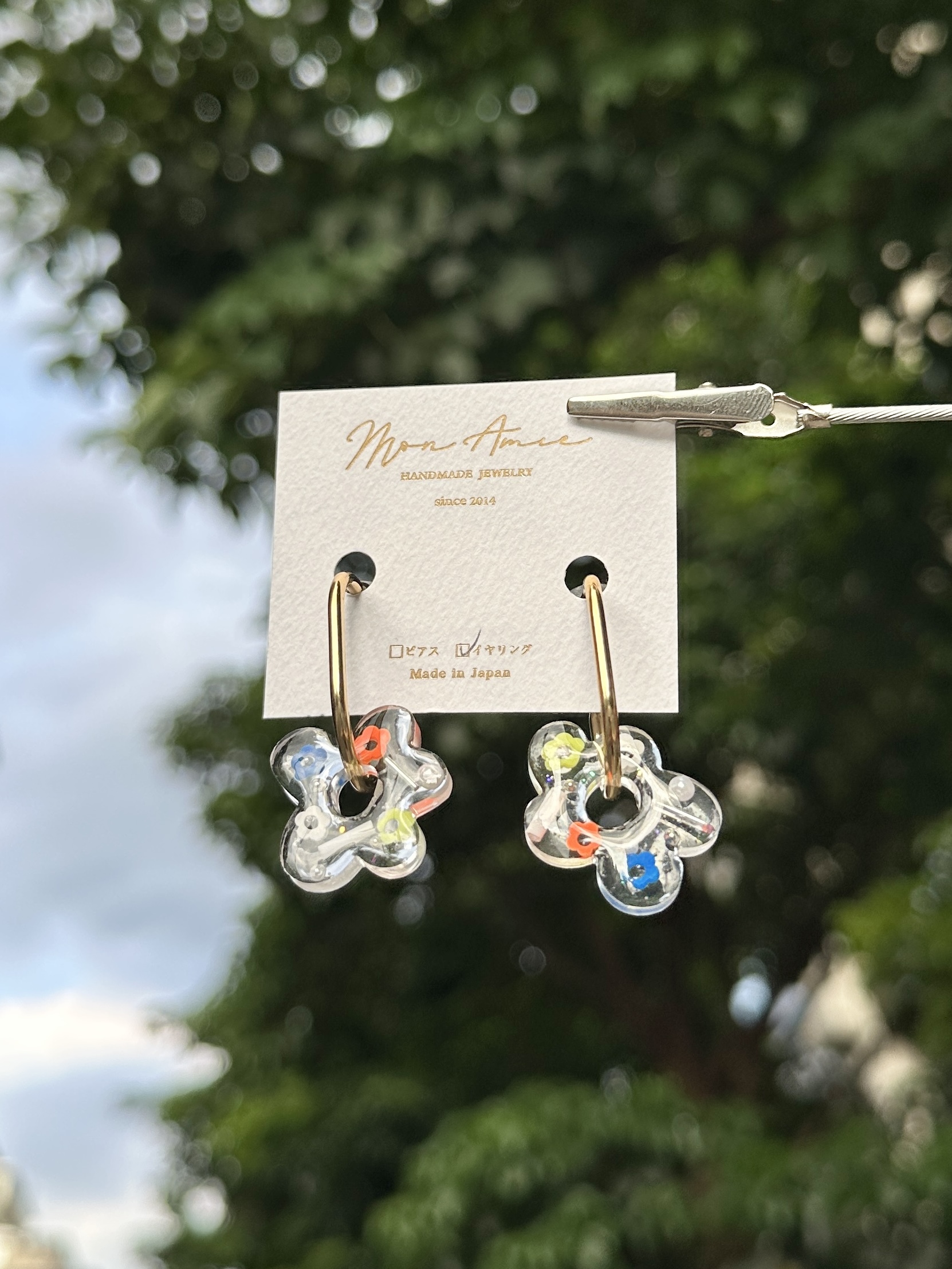 [Mon Amie] 2way 花卉圈環寶石耳環 | NO.42 | 耳夾