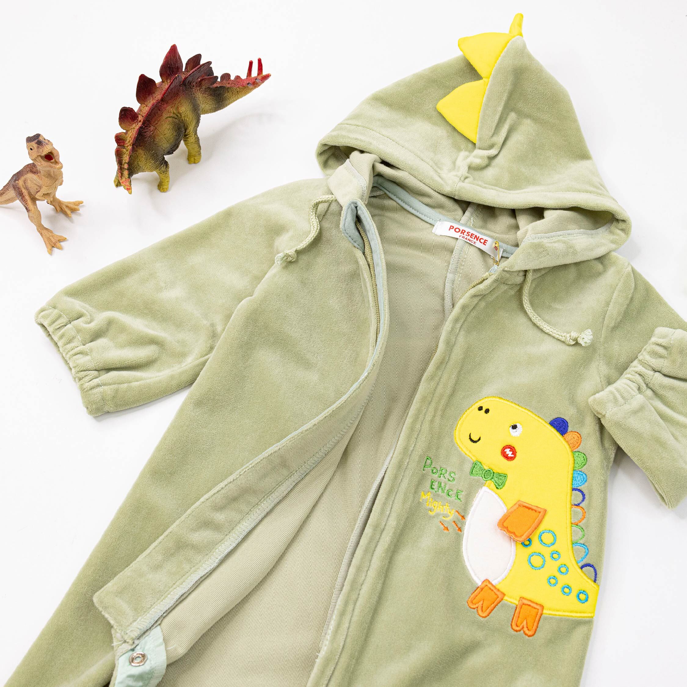 波紳士【12526】逗趣胖胖恐龍短絨連帽連身裝/連身衣