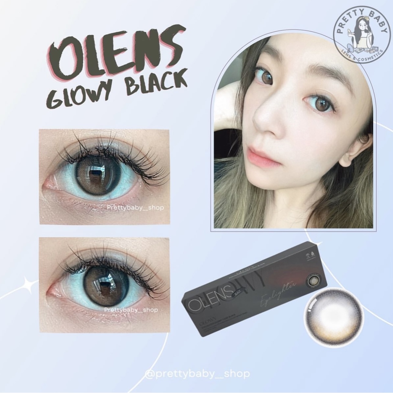OLENS Eyelighter Glowy 1 Day Black 琉璃黑｜日拋彩妝隱形眼鏡｜每盒20片