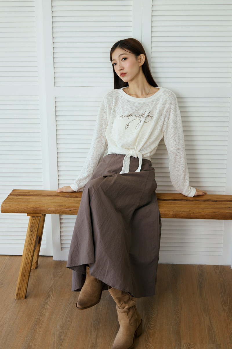 拉鍊傘襬尼龍裙