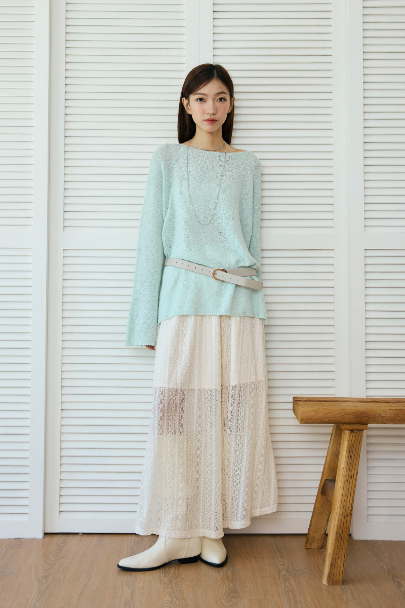 鏤空壓紋蕾絲長裙