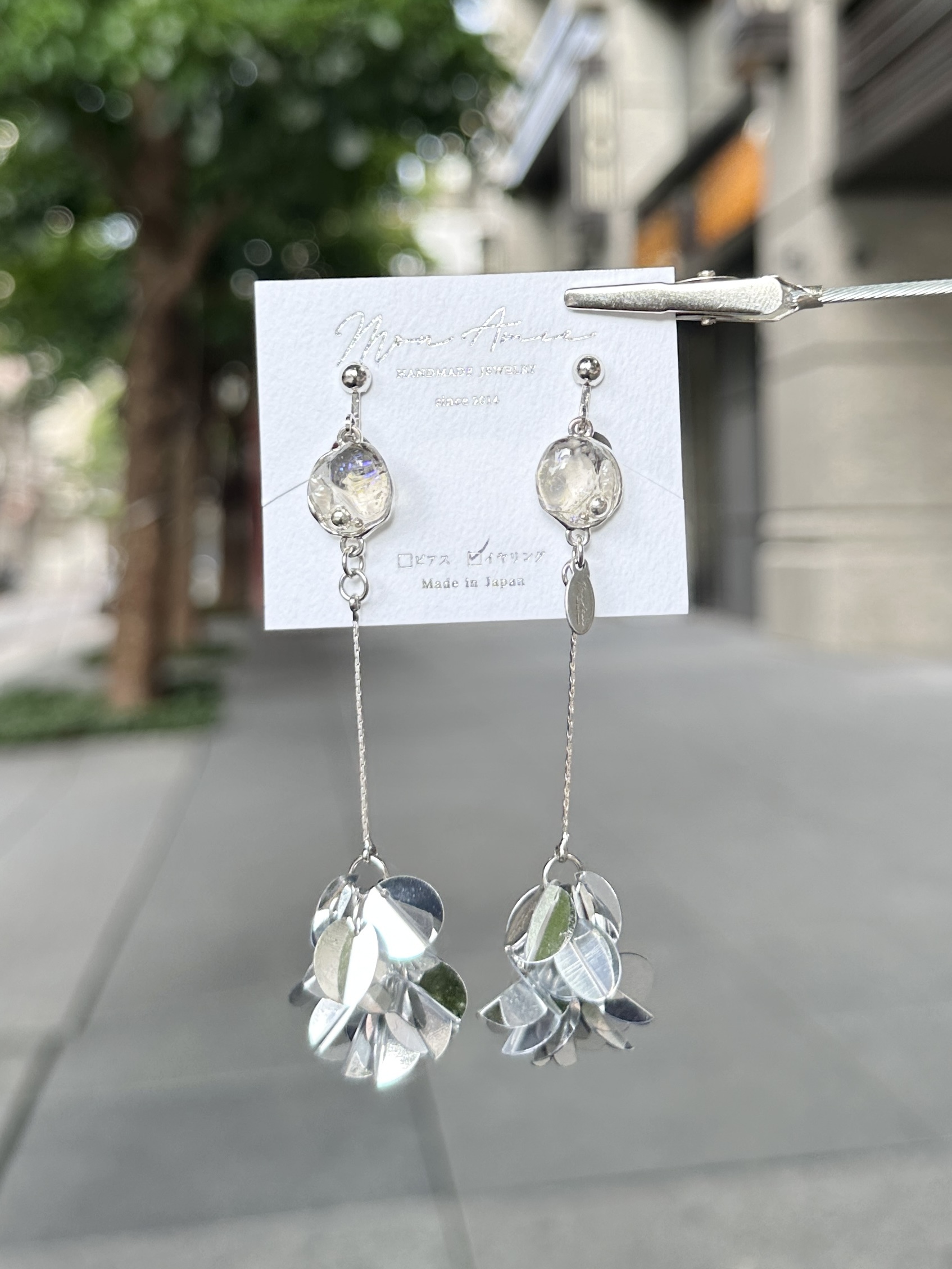 [Mon Amie] 小礦石寶石吊墜耳環 | NO.43 | 耳夾