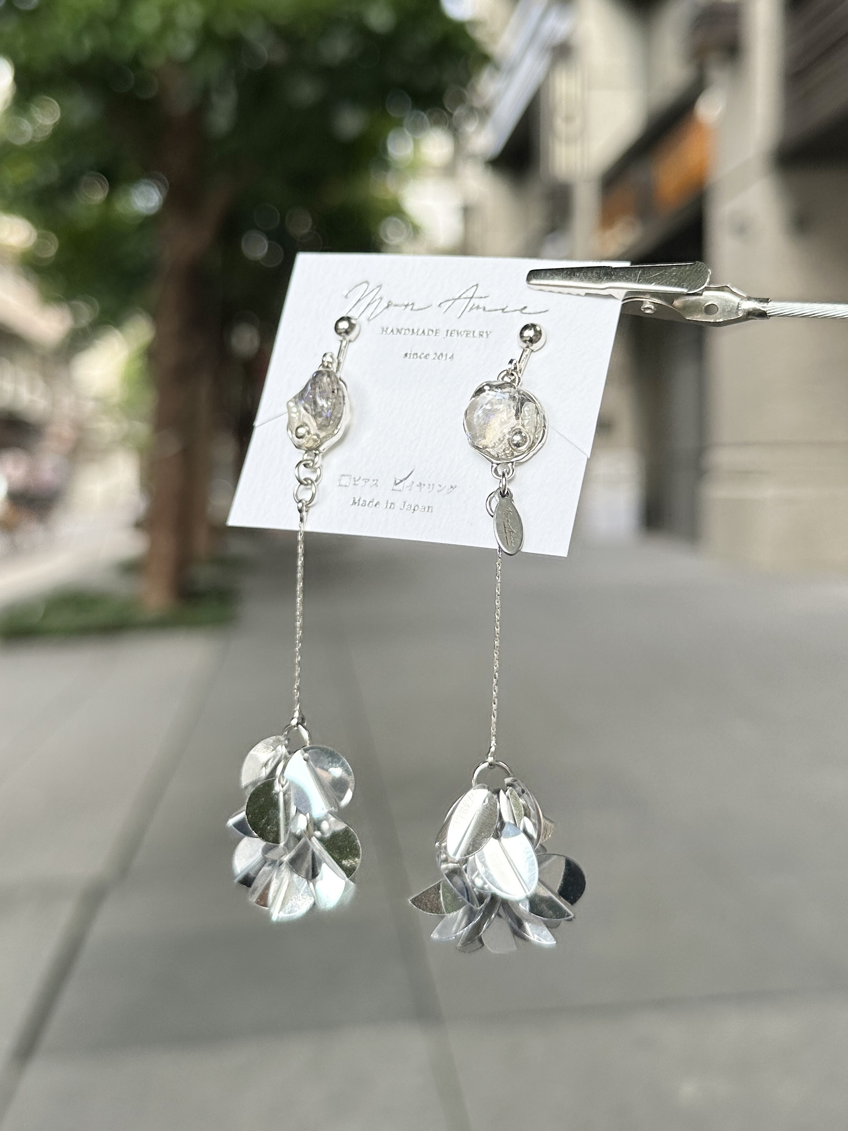 [Mon Amie] 小礦石寶石吊墜耳環 | NO.43 | 耳夾