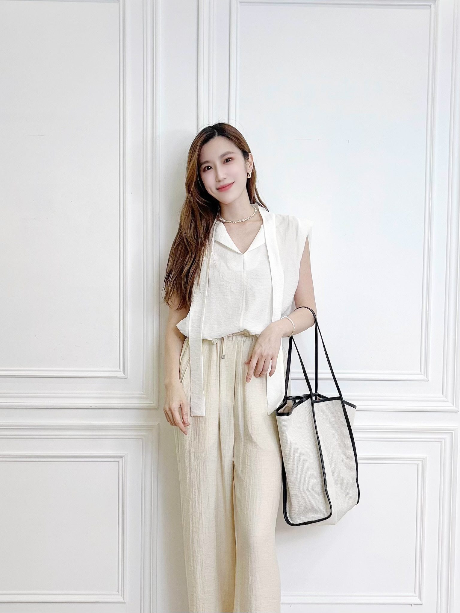 揉皺感領巾背心