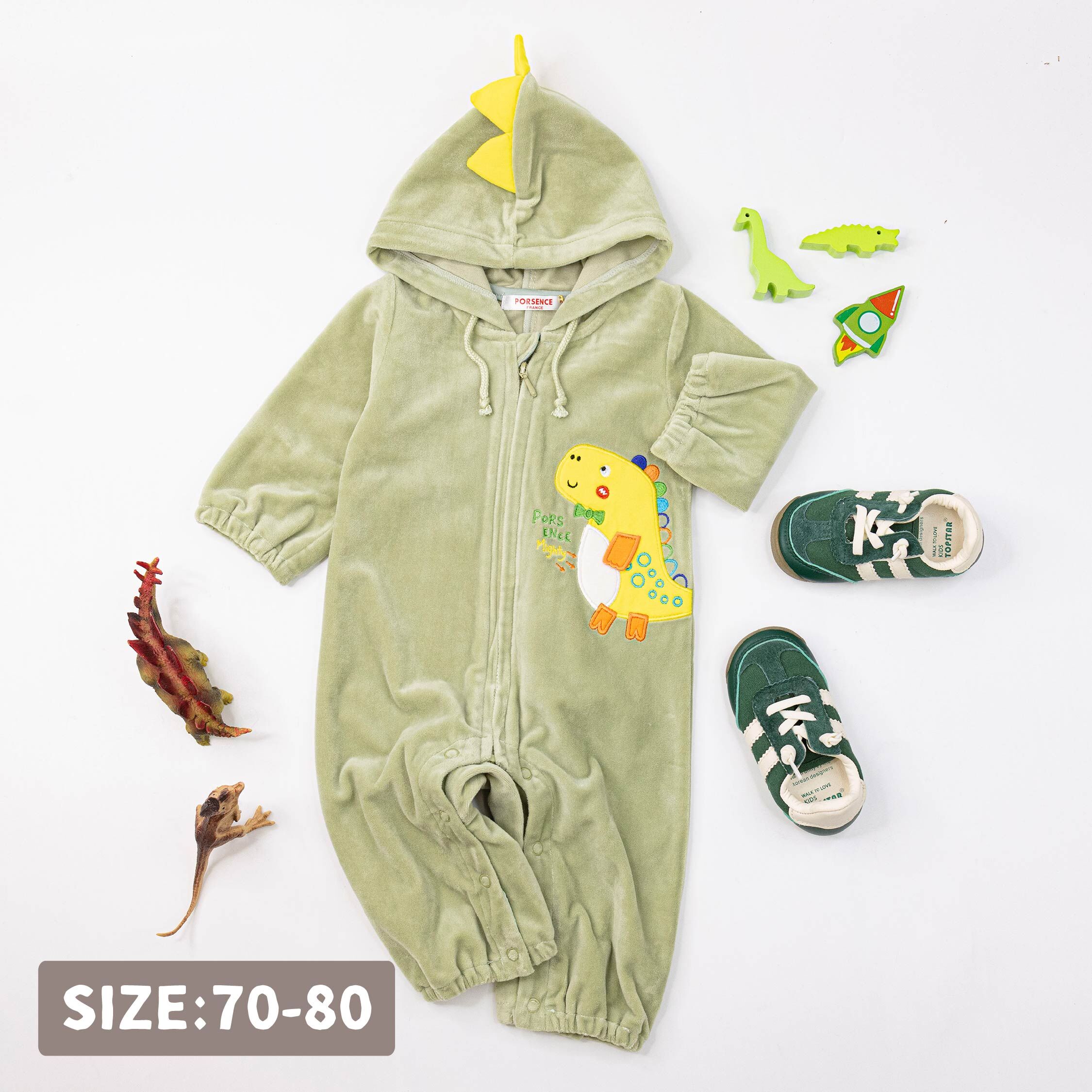 波紳士【12526】逗趣胖胖恐龍短絨連帽連身裝/連身衣