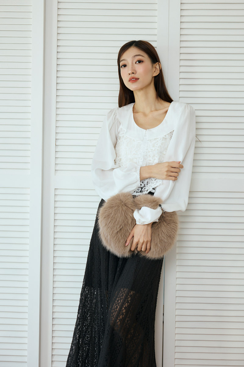 鏤空壓紋蕾絲長裙