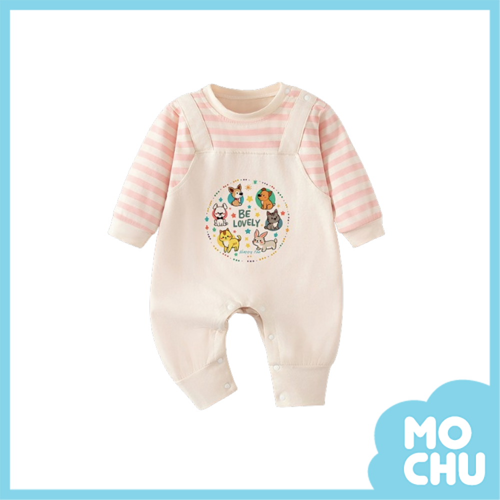 彩圈動物長袖連身衣