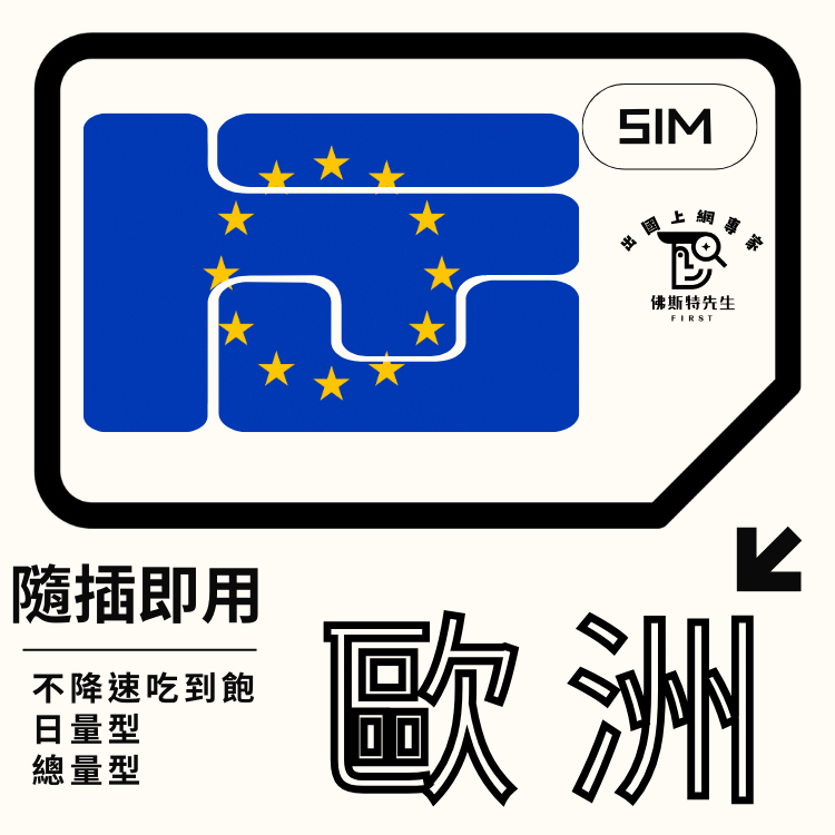 佛斯特先生|世界旅遊網卡|歐洲44國實體SIM|吃到飽不降速。日量型。總量型