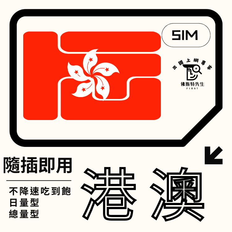 佛斯特先生|世界旅遊網卡|港澳實體SIM|吃到飽不降速。日量型。總量型