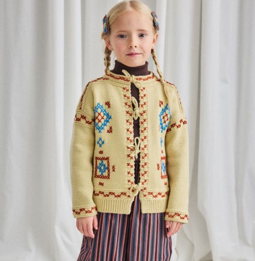 Misha & Puff  波希米亞刺繡罩衫  Cross Stitch Bjorn Cardigan - Raffia