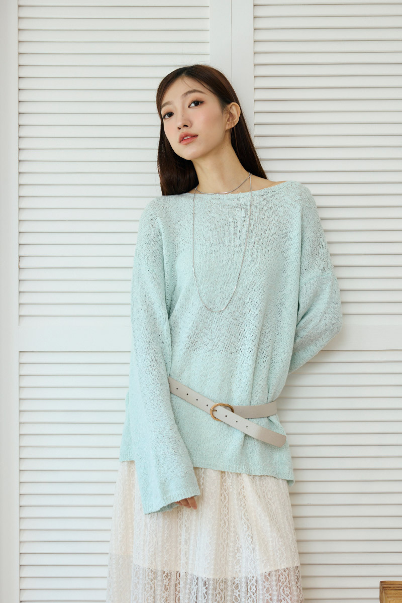 素面長版休閒針織上衣