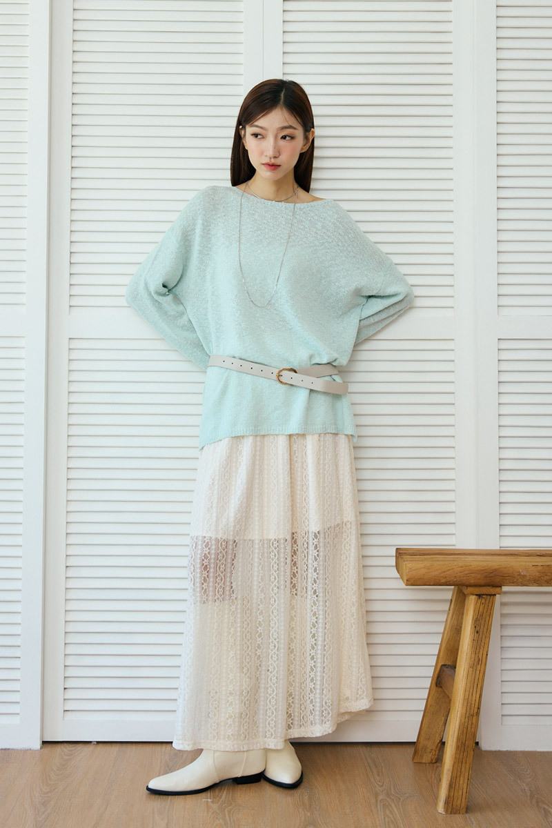 素面長版休閒針織上衣