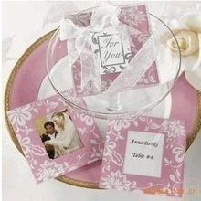 【台灣現貨速發】2片10元''材料王批發)婚禮小物'''贈品''--四方粉花婚紗杯墊