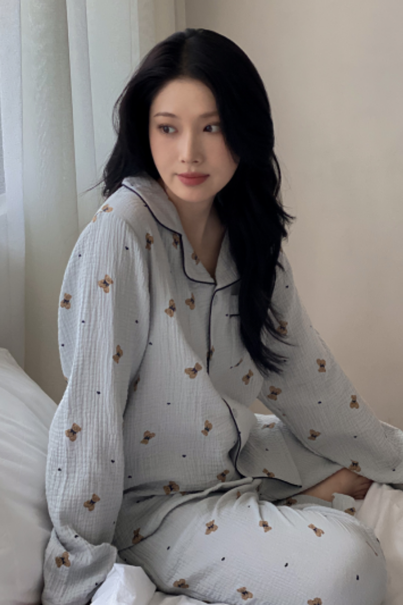 【 限量現貨 】juuneedu J'eu 奶油熊長袖睡衣套裝 韓國