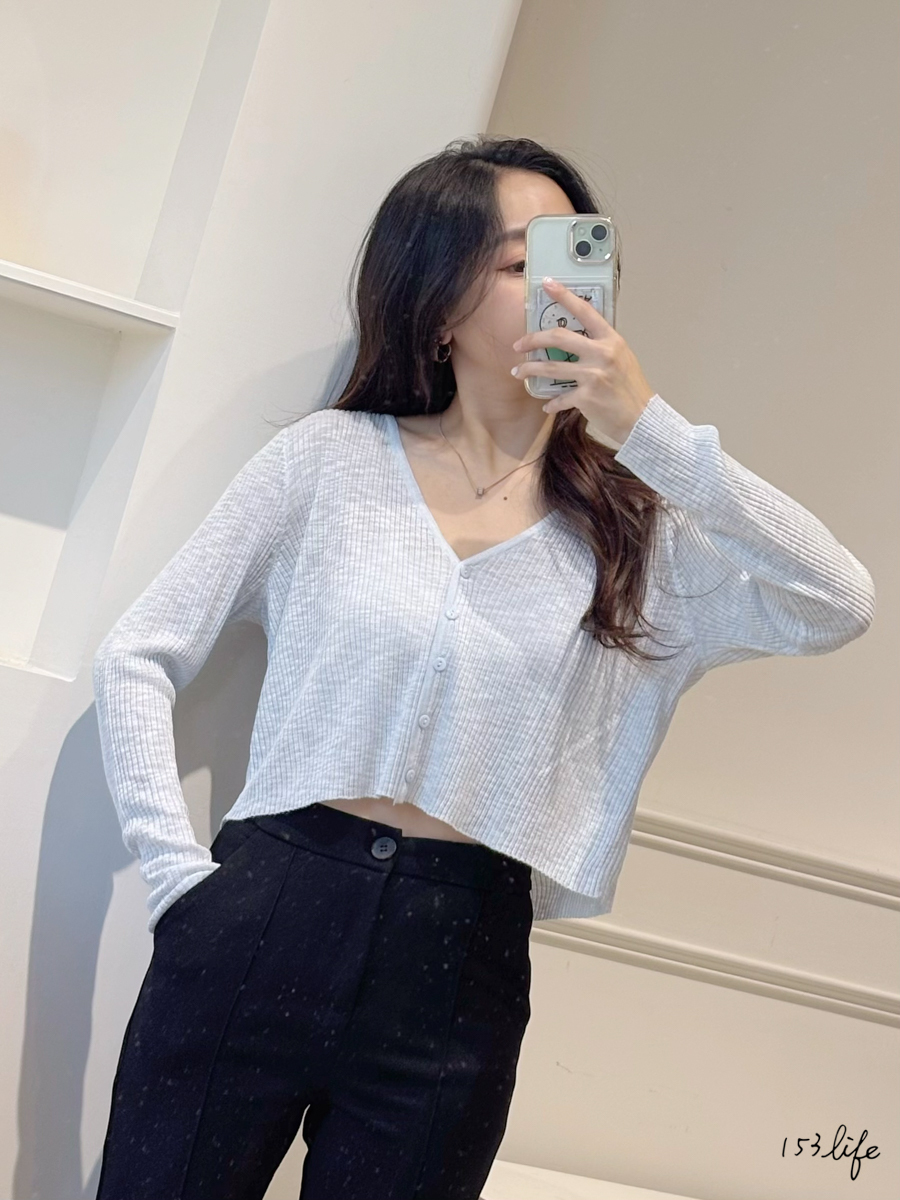 |現貨|坑條百搭薄針織開釦上衣小罩衫(2色)