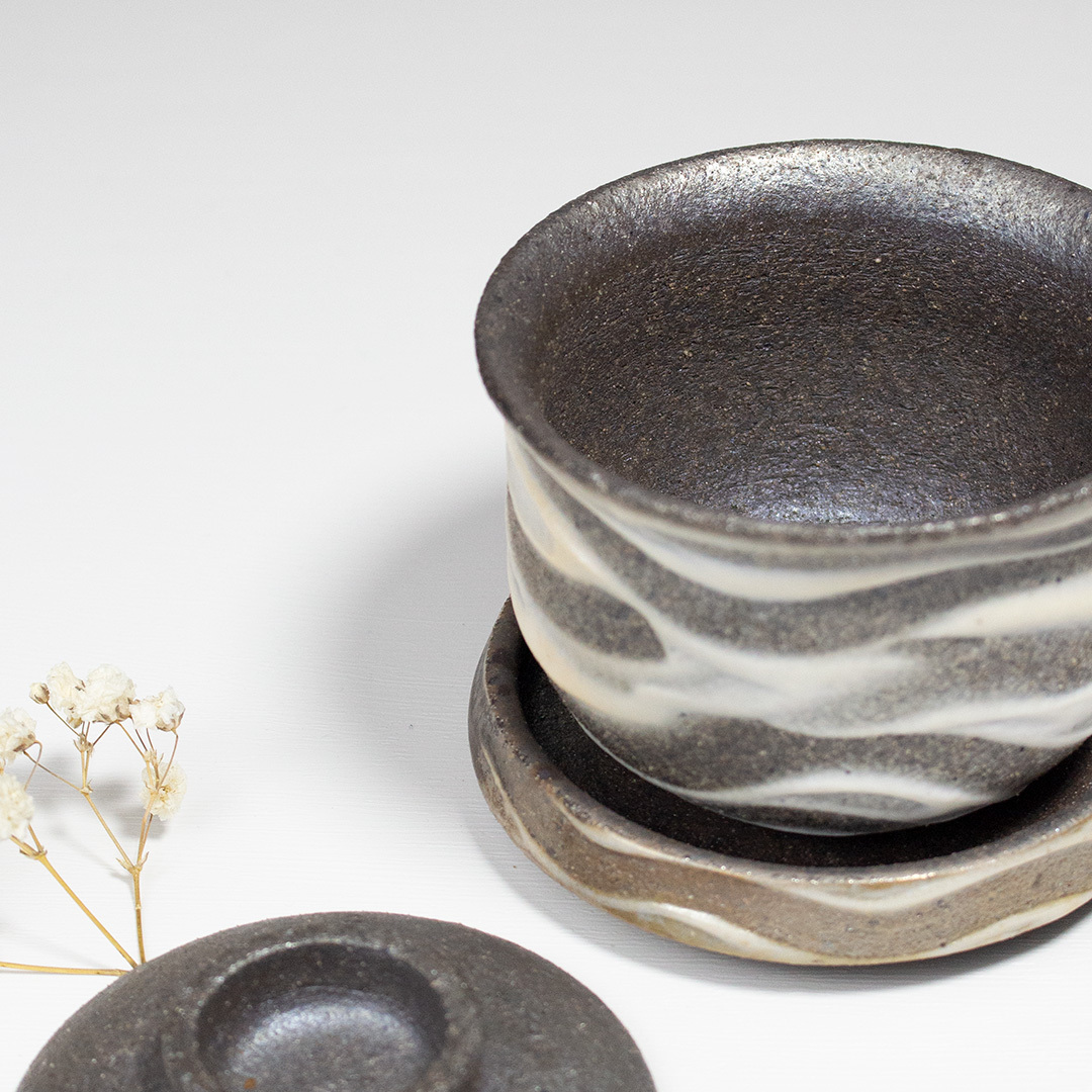 山水墨染三才蓋碗