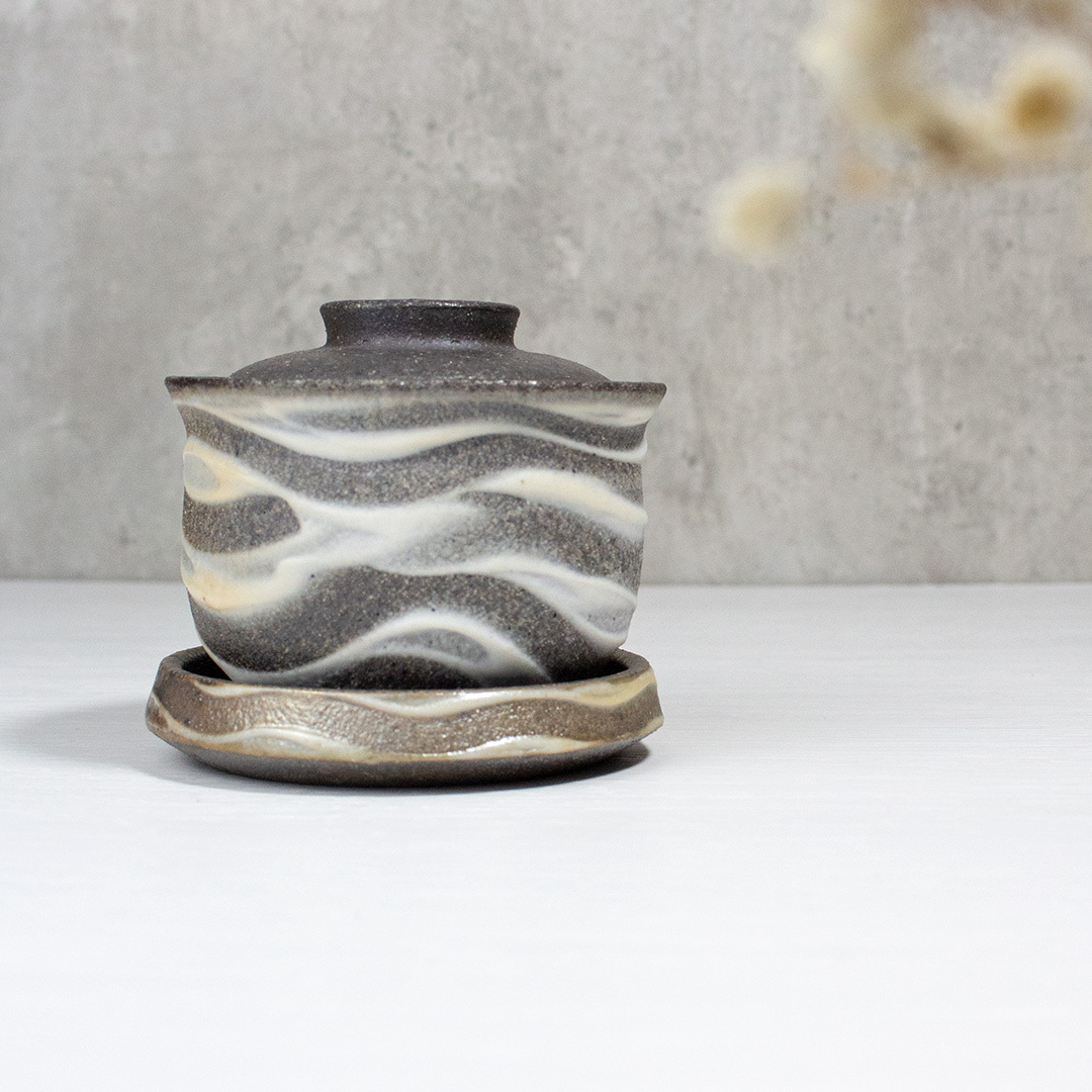 山水墨染三才蓋碗