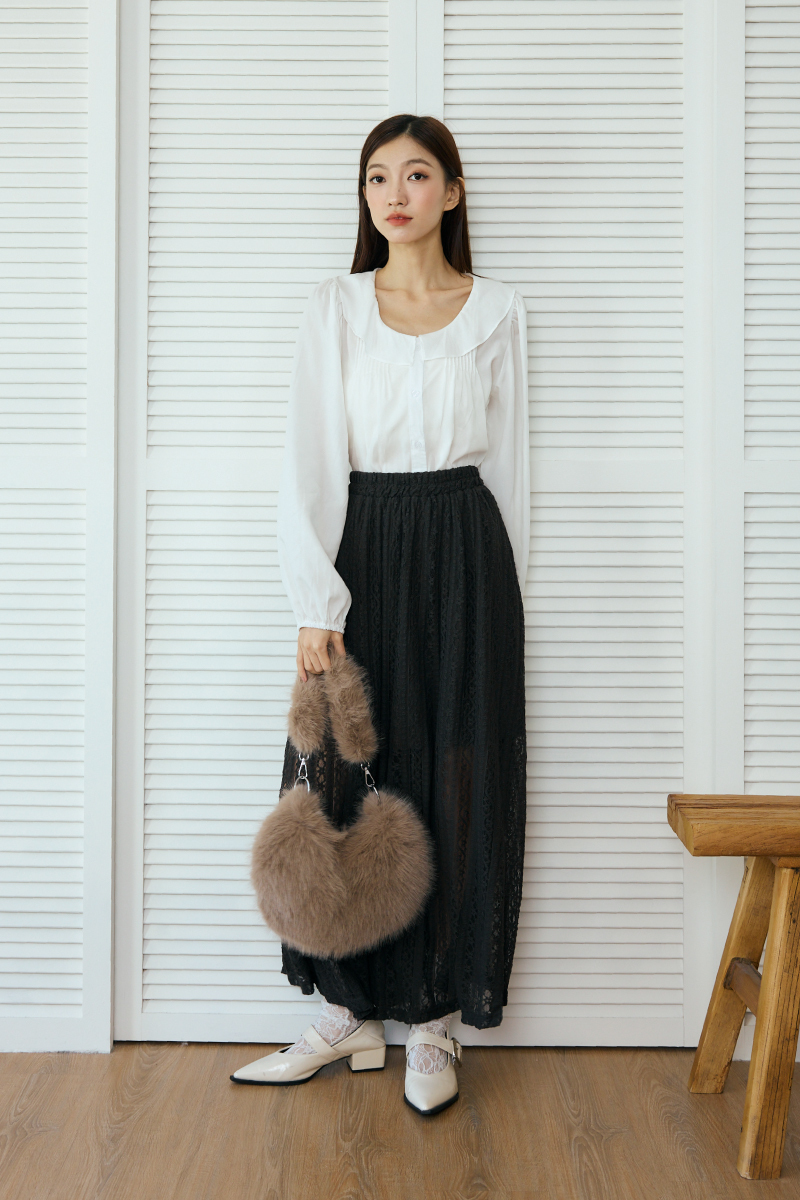 簡約柔軟寬袖壓摺上衣