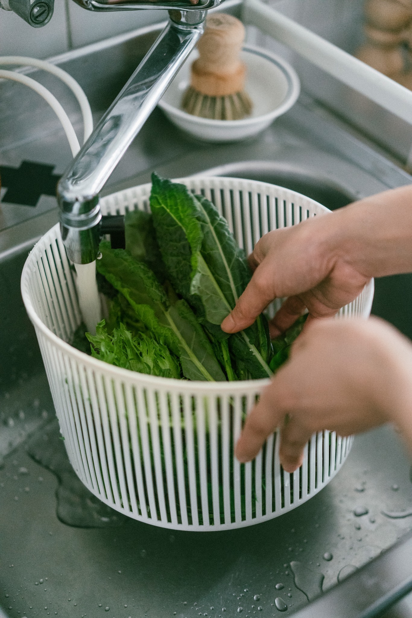 日本製Kakusee蔬果生菜轉轉瀝水籃