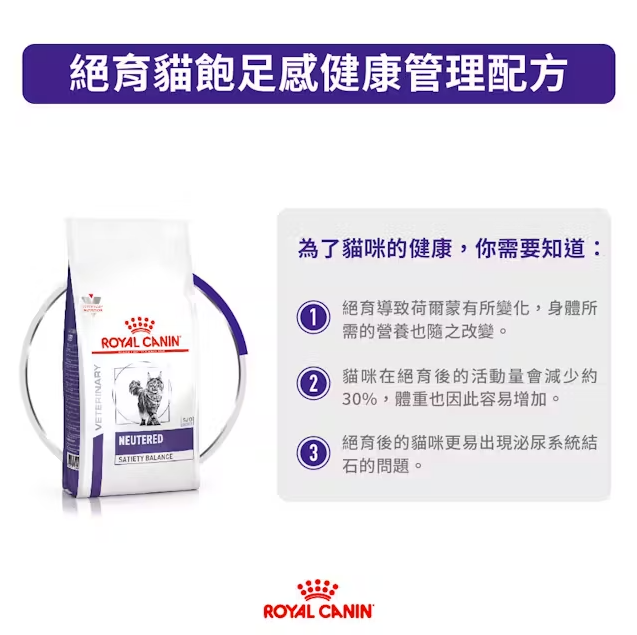 Royal Canin - 獸醫配方 - Neutered Satiety Balance 絕育貓飽足感健康管理配方乾糧
