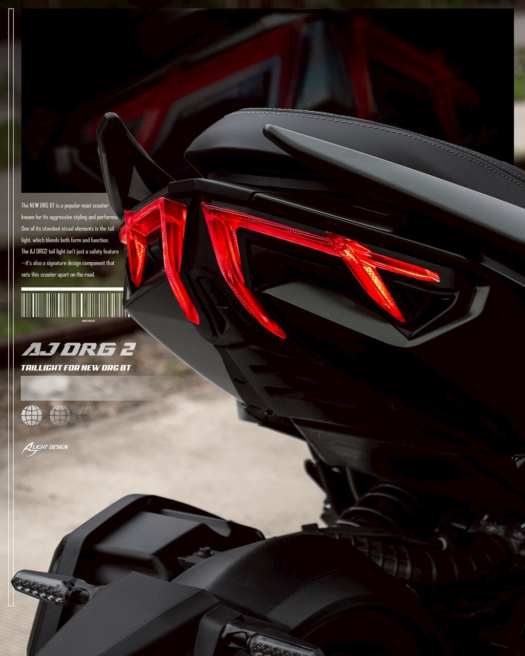 【AJ車燈】AJ DRG2尾燈｜龍二尾燈｜簍空導光柱｜SYM｜直上免修｜二代龍｜行車紀錄器預留孔｜