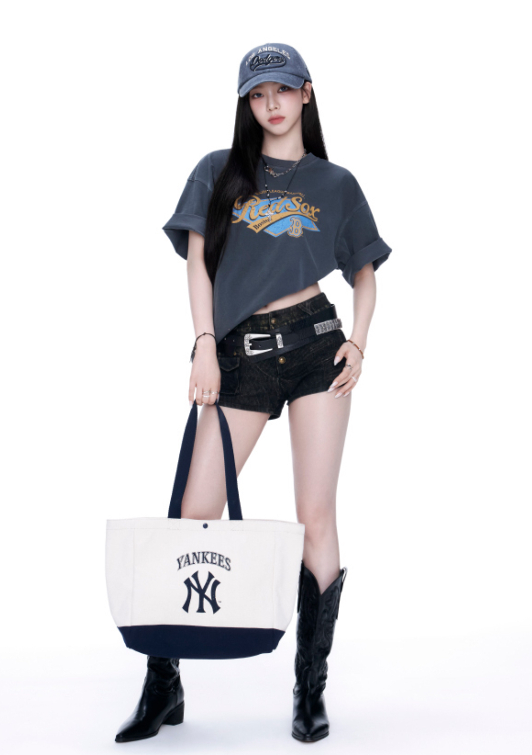 【現貨】MLB 洛杉磯道奇 Karina 卡寶 劉知珉同款 丹寧 水洗 圓標 Varsity老帽 3ACPV165N