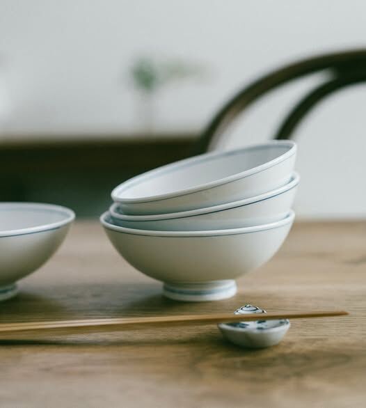 日本製描藍線小丸碗ごす筋大平