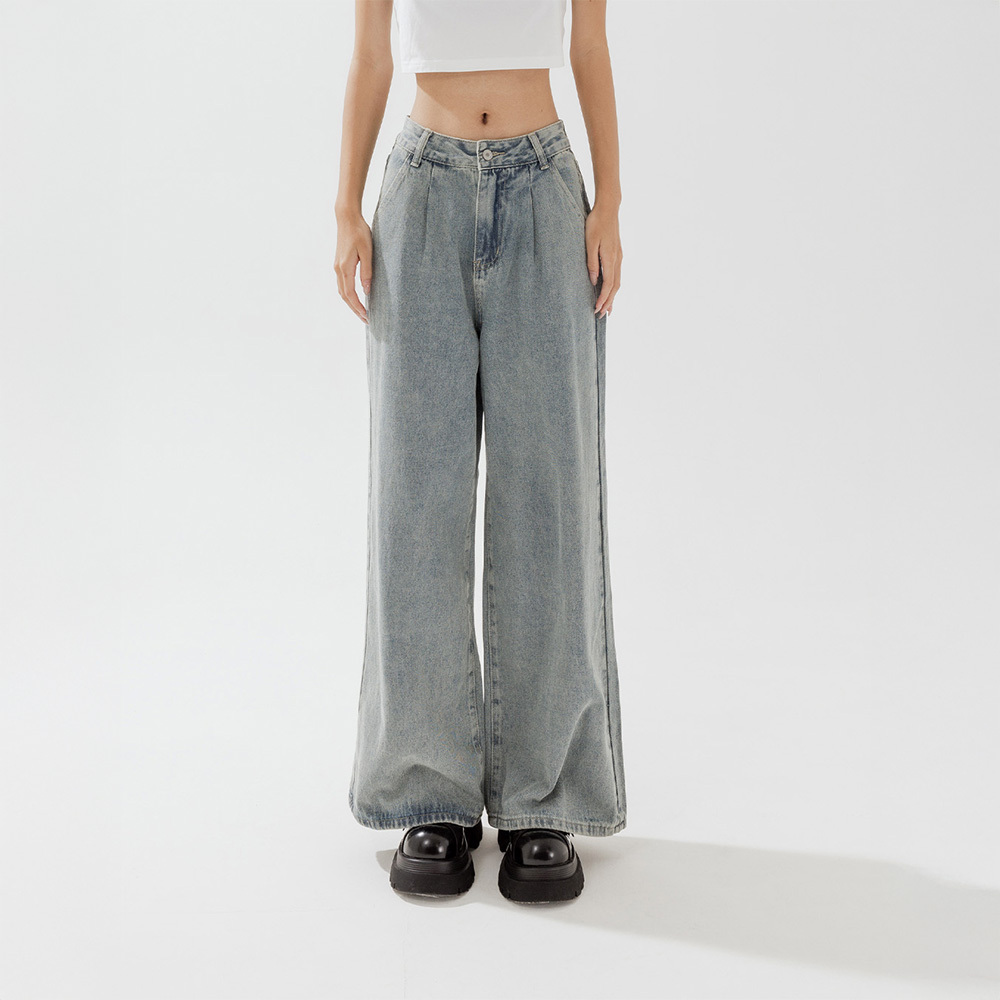 Vintage washed straight-leg jeans S/M/L/XL【04011837】in stock+pre-order