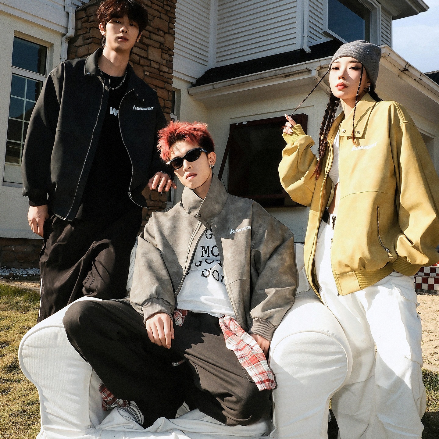 代購-Kawasaki川崎 美式復古 防風防水 飛行 皮夾克 外套 4色