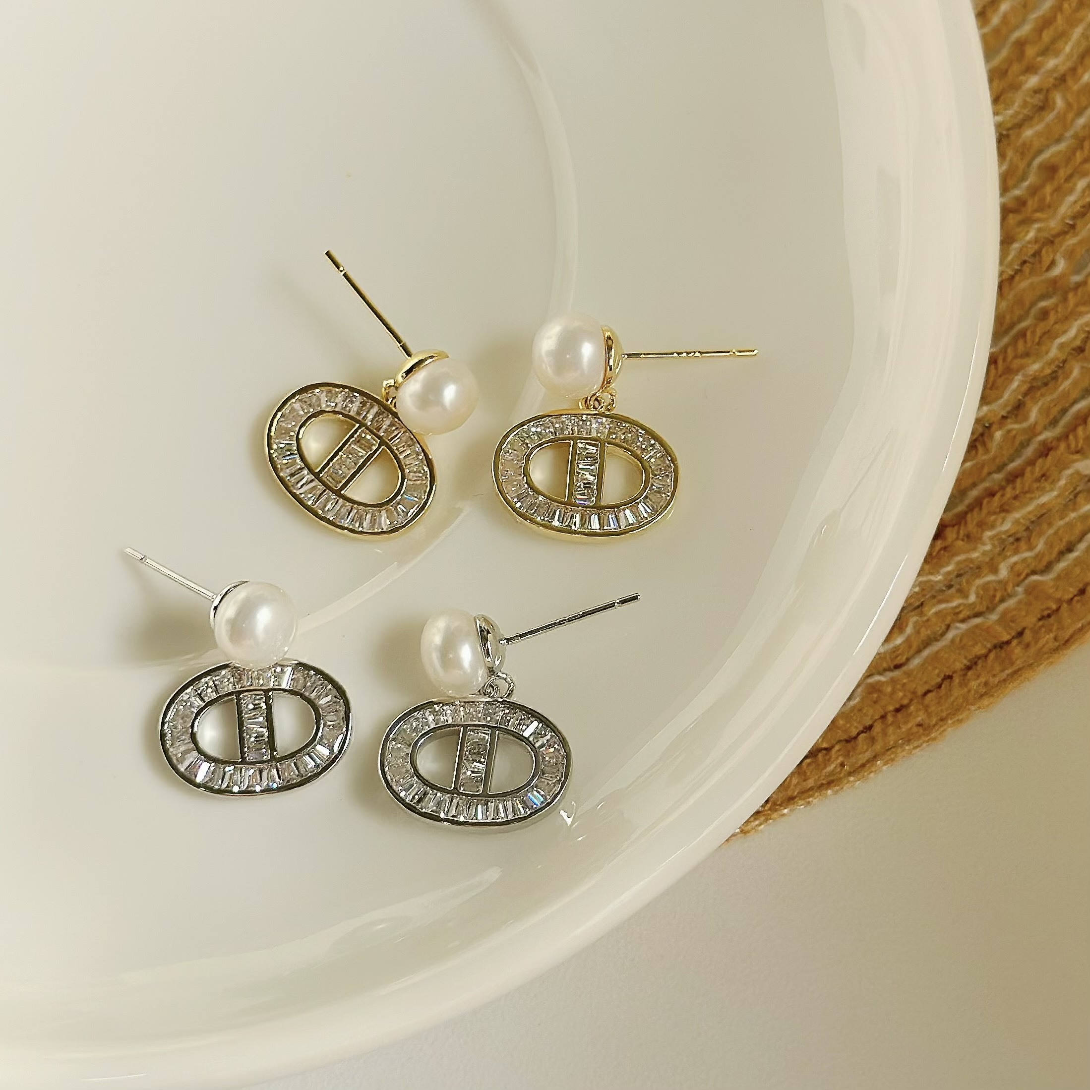 C120天然珍珠鋯石豬鼻垂吊