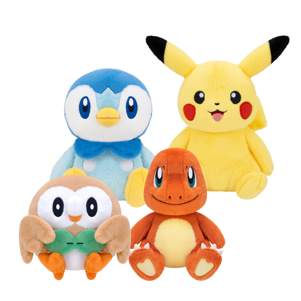 寶可夢-樂不可支絨毛玩偶-皮卡丘/小火龍/波加曼/木木梟
