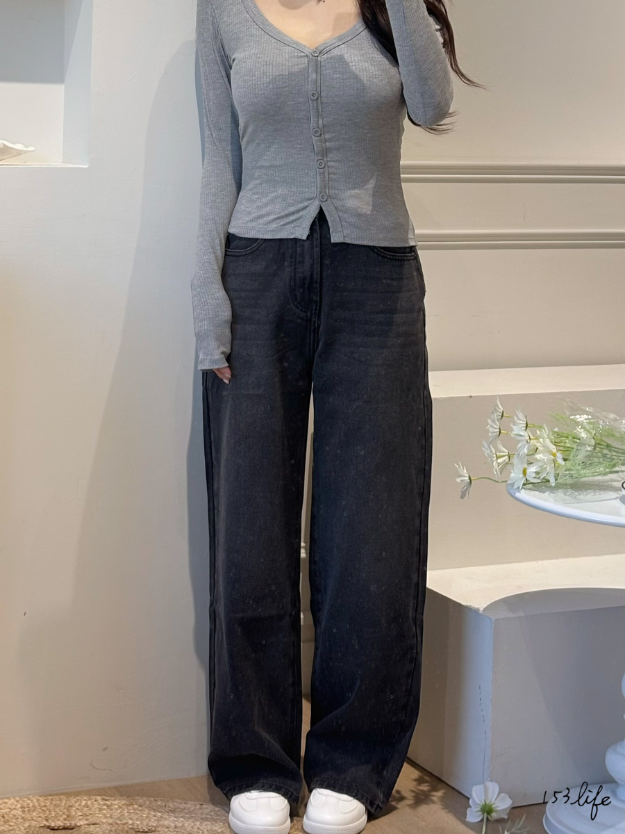 |預購|簡約黑灰牛仔寬褲(S-XL)