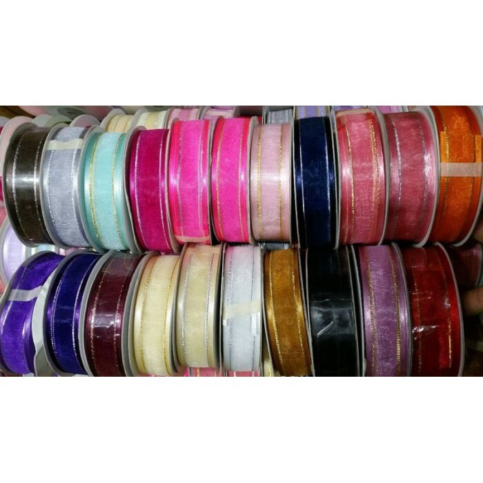 【台灣現貨速發】2 & 2.5公分紗帶 紗緞帶｜1捲25碼，金線＆銀線｜【台灣製】緞帶 秀士緞帶 包裝材料