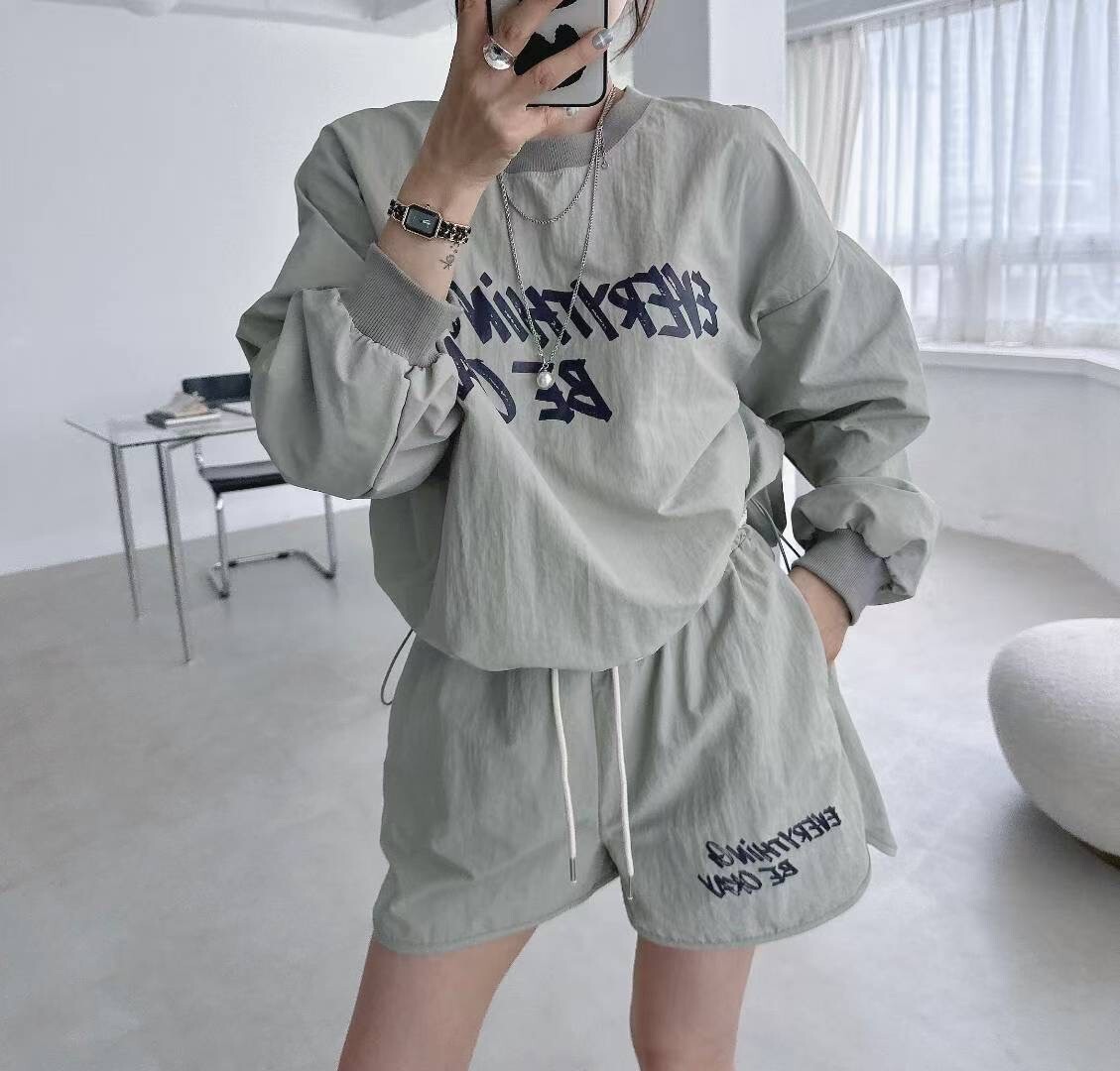 涼感印字抽繩短褲