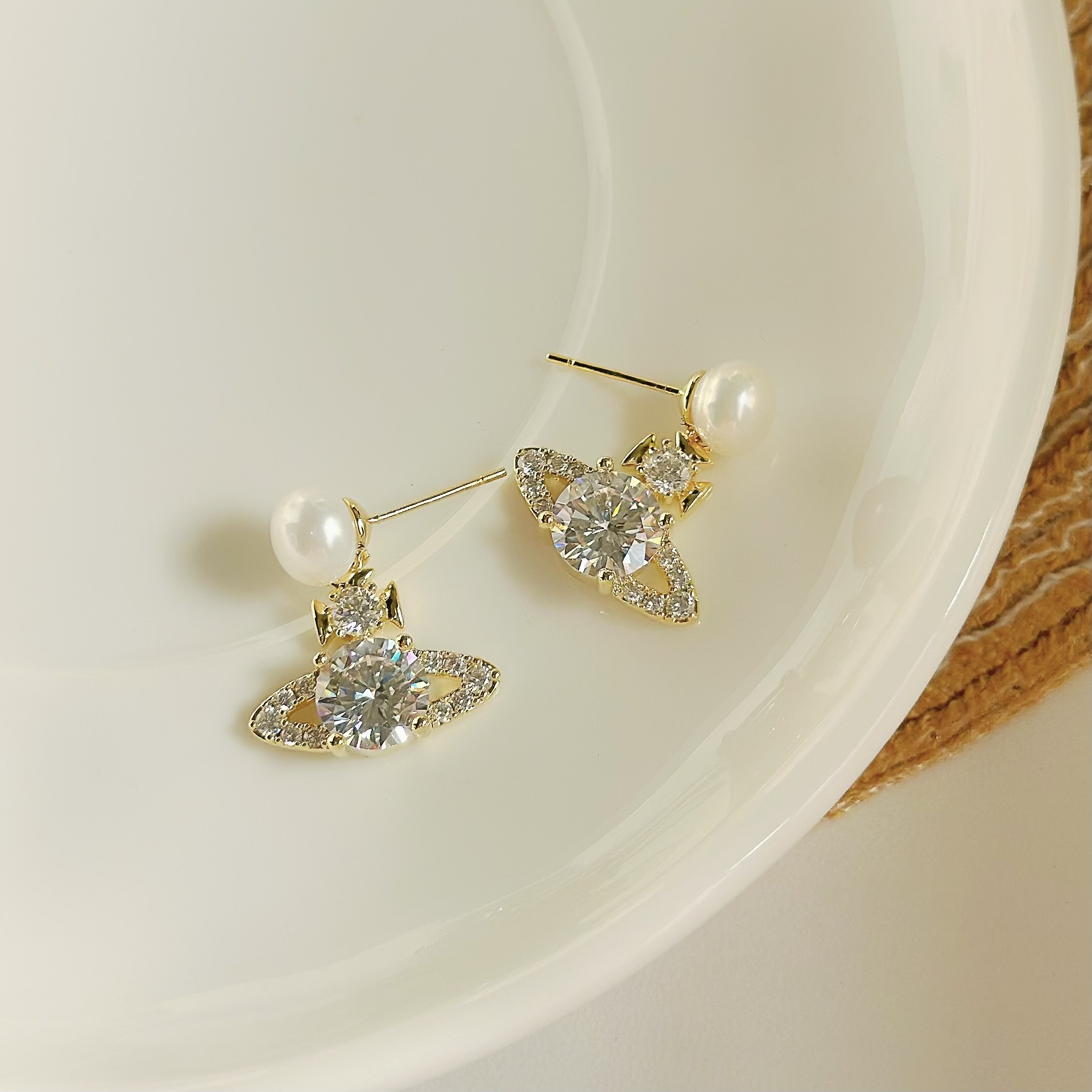 C132天然珍珠滿鑽星球垂吊