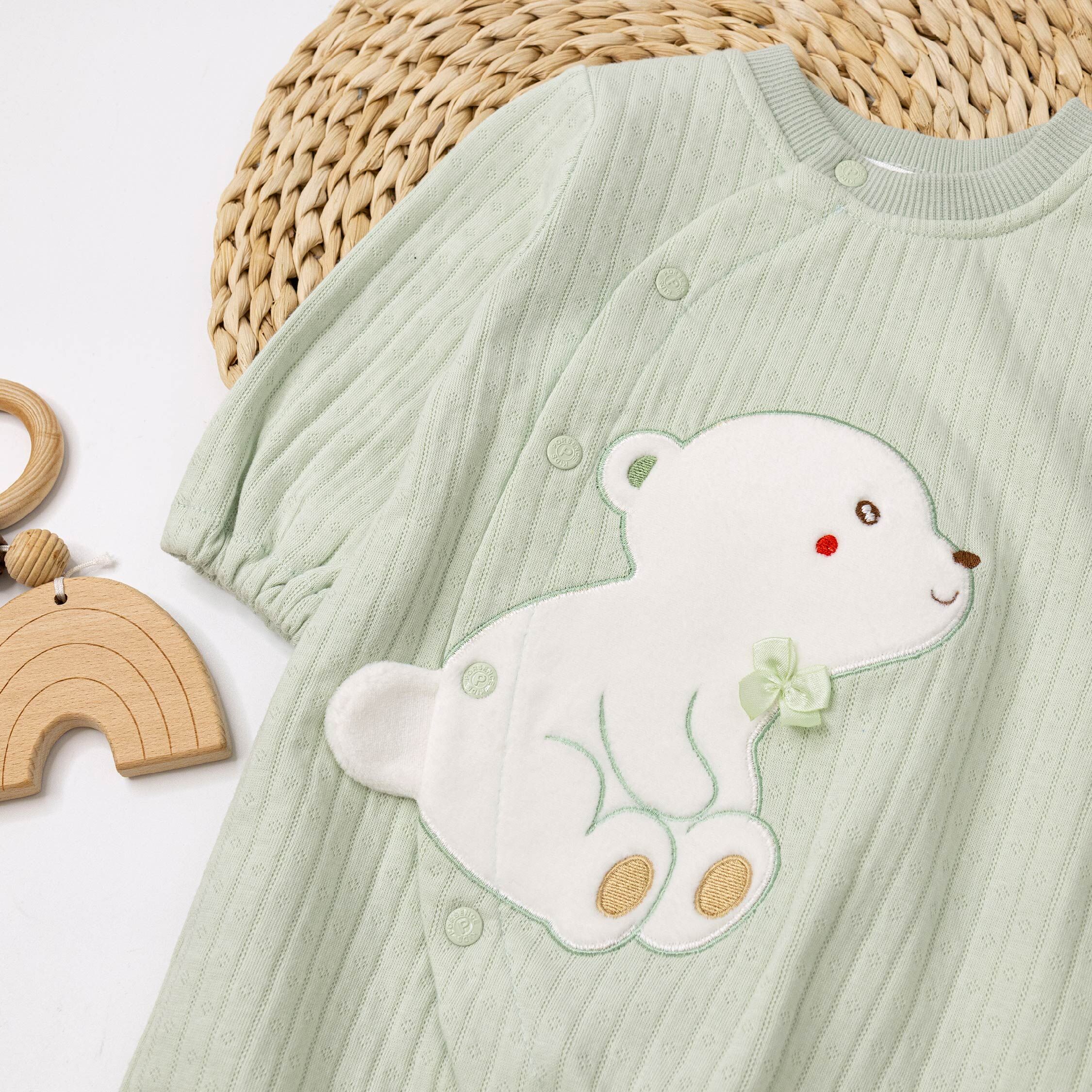 波紳士【12520】短絨小熊棉質連身裝/連身衣＊二色