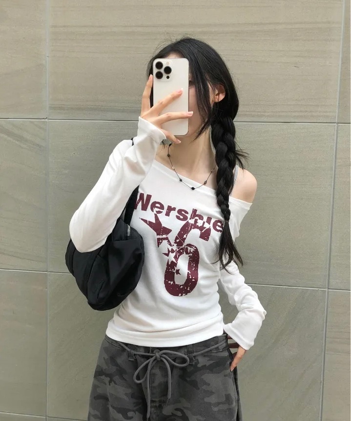 【優惠價預訂】韓國VINTAGE印花闊領長袖TEE（5色）