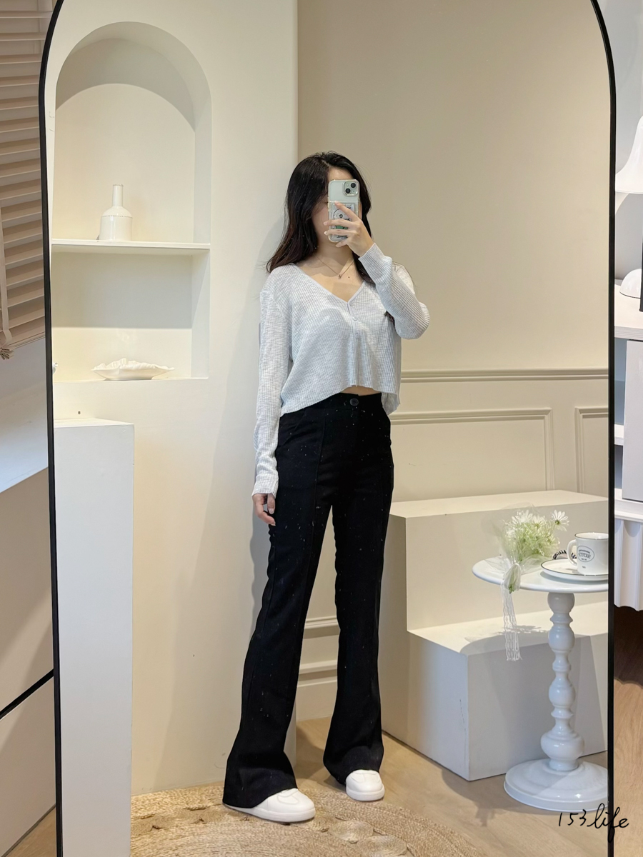 大長腿級西裝黑喇叭褲(S-XL)