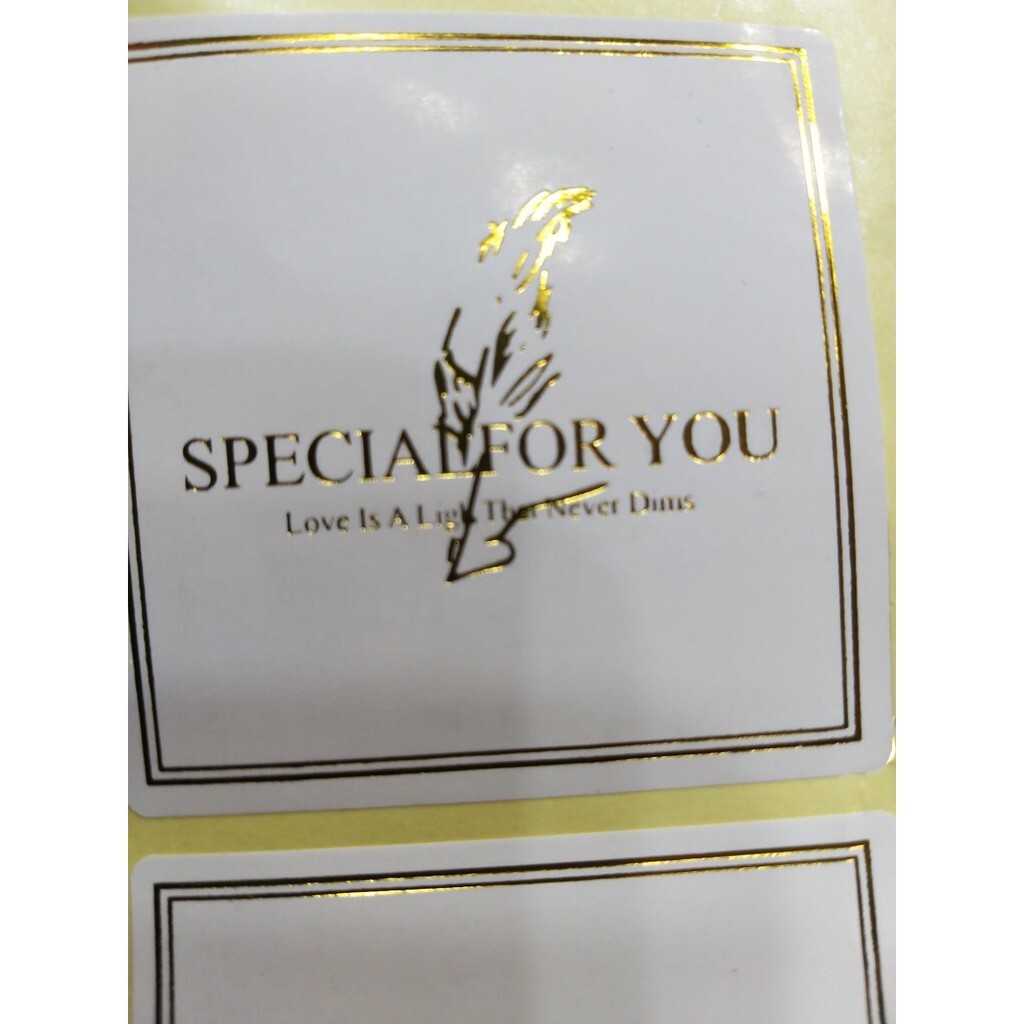 【台灣現貨速發】白色方形燙金羽毛貼紙-**有現貨